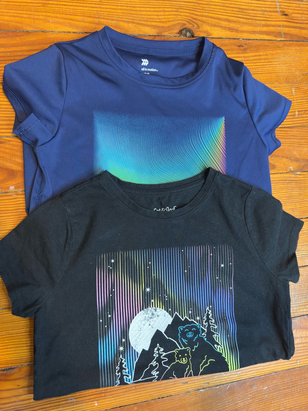 Cat & Jack Moon Mountain Bear & All in Motion Graphic Tees 2 Pack Lot